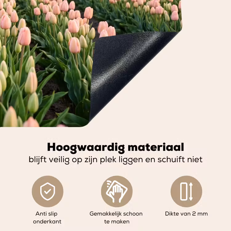 Tulpen - Landschap - Roze Inductie beschemer met haakjes klein -ky-onderkant-nl