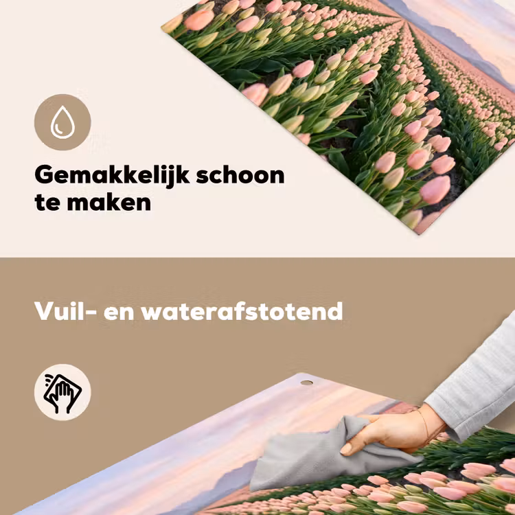 Tulpen - Landschap - Roze Inductie beschemer met haakjes klein -ky-schoon-nl