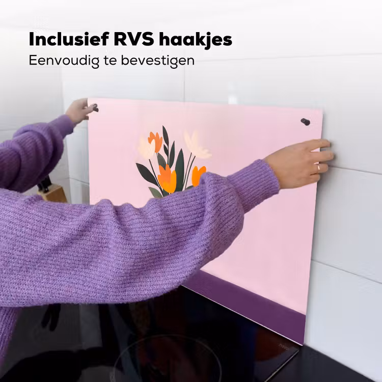 Tulpen - Vaas - Strepen - Paars Inductie beschemer met haakjes klein -ky-ophangen-nl