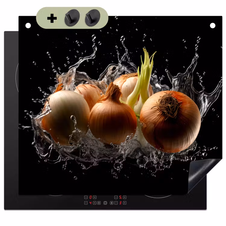 Ui - Groente - Bruin - Water - Zwart Inductie beschemer met haakjes middel -3d