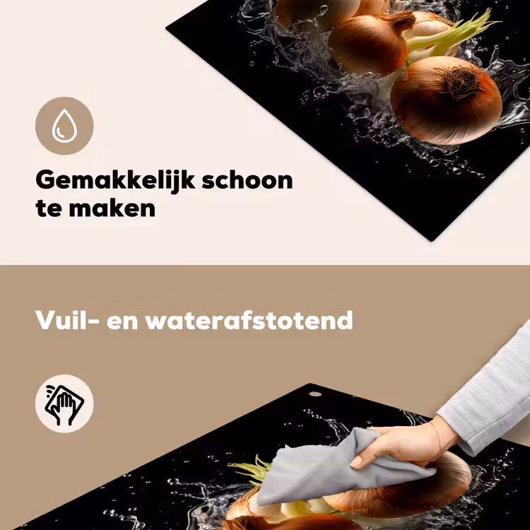 Ui - Groente - Bruin - Water - Zwart Inductie beschemer met haakjes middel -ky-schoon-nl