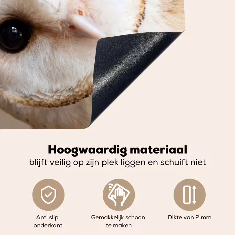 Uil - Bruin - Wit Inductie beschemer met haakjes klein -ky-onderkant-nl