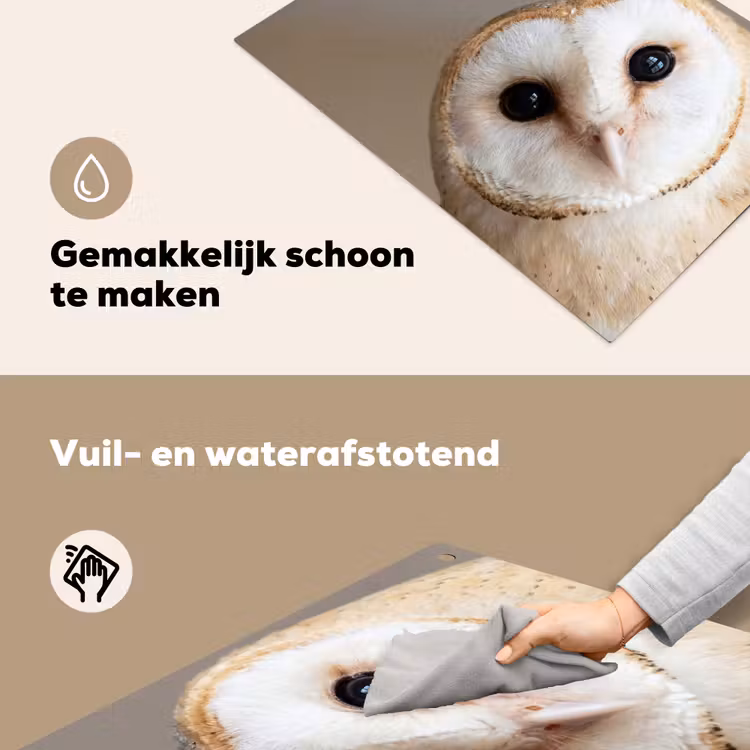 Uil - Bruin - Wit Inductie beschemer met haakjes klein -ky-schoon-nl
