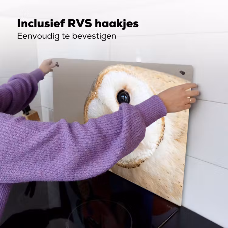 Uil - Bruin - Wit Inductie beschemer met haakjes klein -ky-ophangen-nl