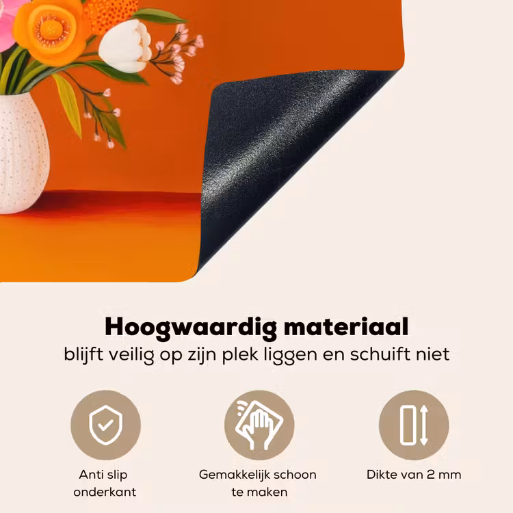 Vaas - Bloemen - Oranje Inductie beschemer met haakjes klein -ky-onderkant-nl