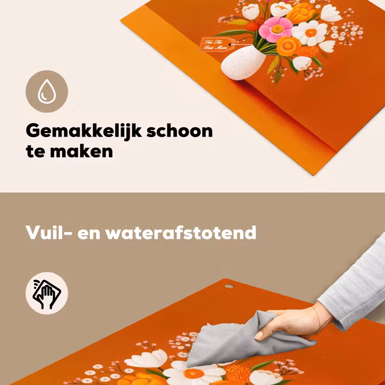 Vaas - Bloemen - Oranje Inductie beschemer met haakjes klein -ky-schoon-nl