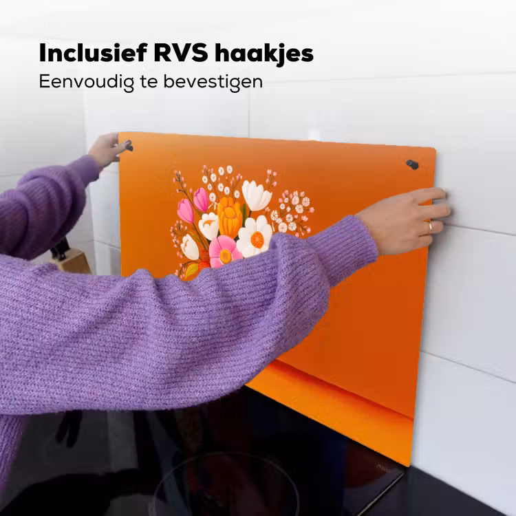 Vaas - Bloemen - Oranje Inductie beschemer met haakjes klein -ky-ophangen-nl