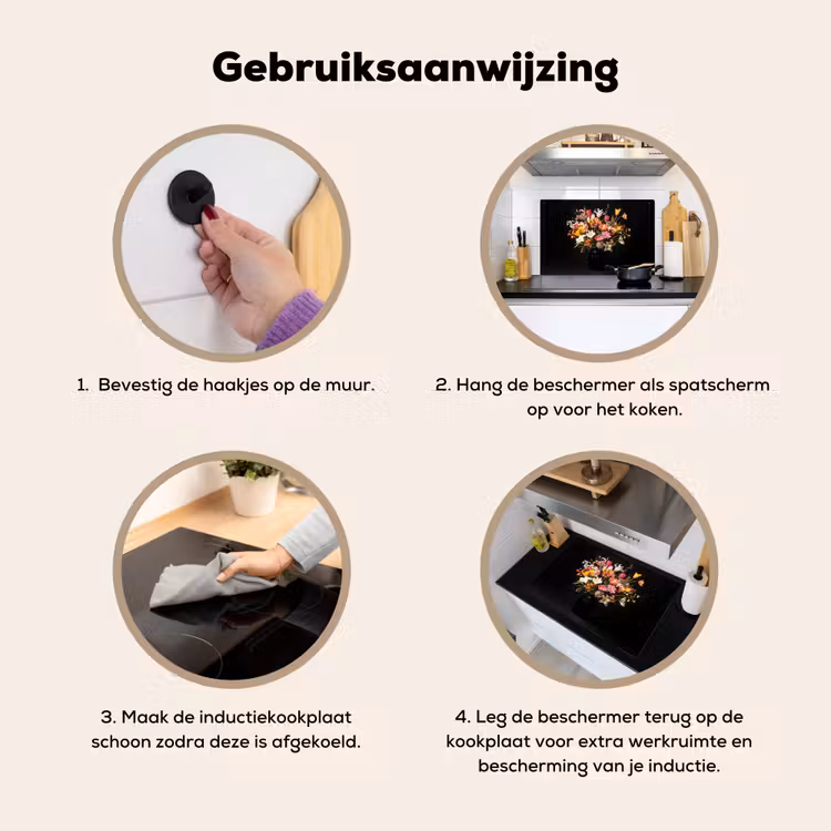 Vaas - Bloemen - Tulpen Inductie beschemer met haakjes klein -ky-gebruik-nl