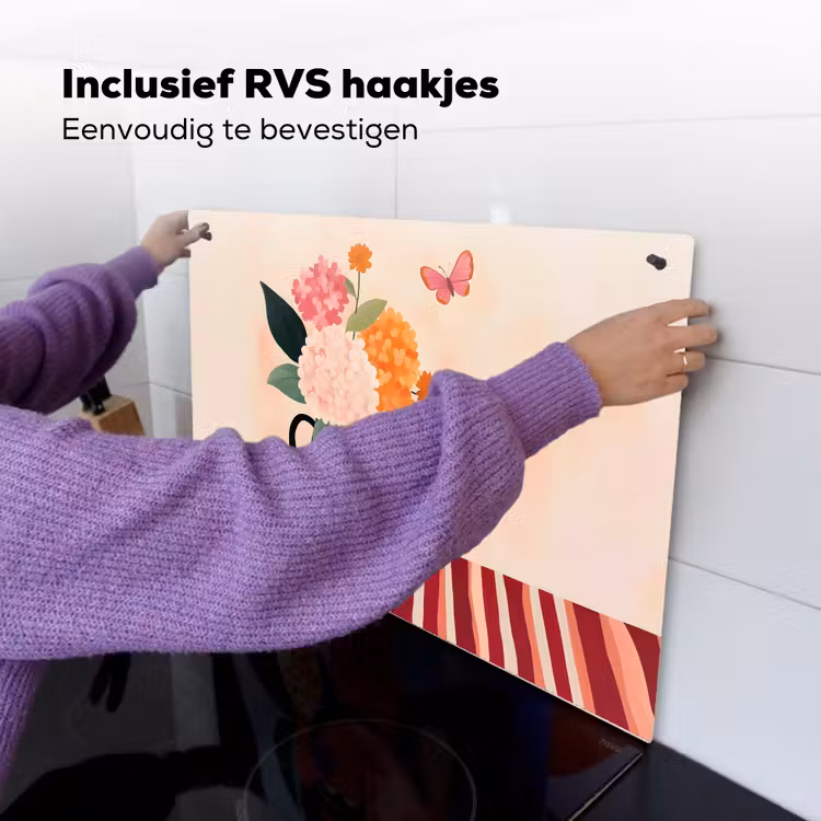 Vaas - Bloemen - Vlinder - Rood Inductie beschemer met haakjes klein -ky-ophangen-nl