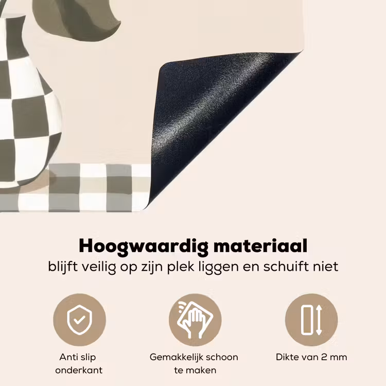 Vaas - Geruit - Groen - Bloem Inductie beschemer met haakjes klein -ky-onderkant-nl