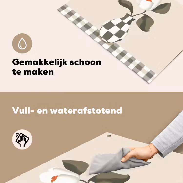 Vaas - Geruit - Groen - Bloem Inductie beschemer met haakjes klein -ky-schoon-nl