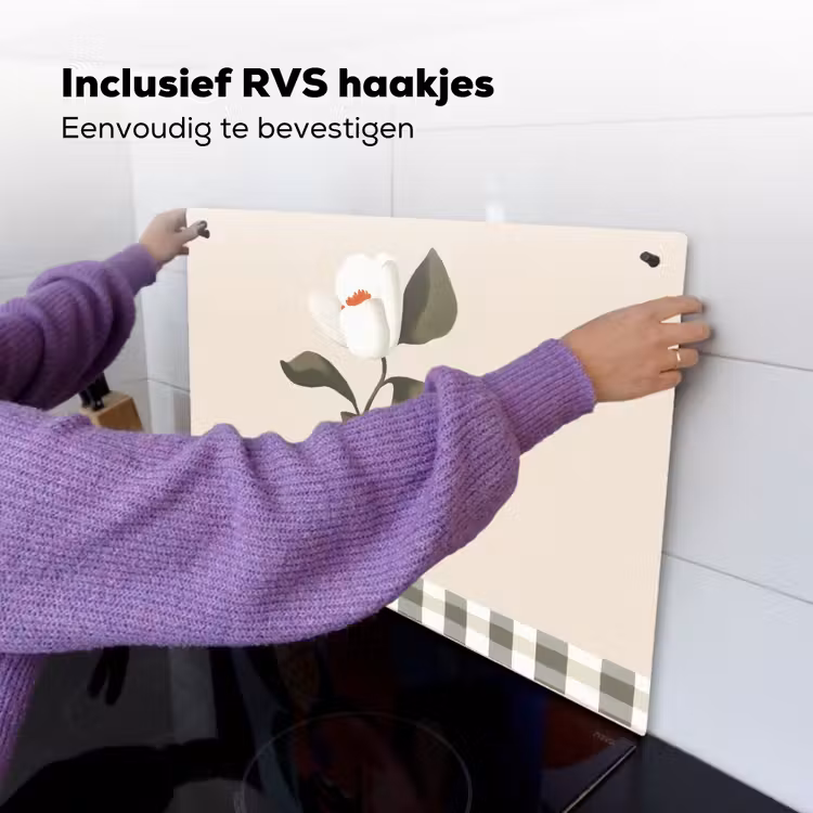 Vaas - Geruit - Groen - Bloem Inductie beschemer met haakjes klein -ky-ophangen-nl