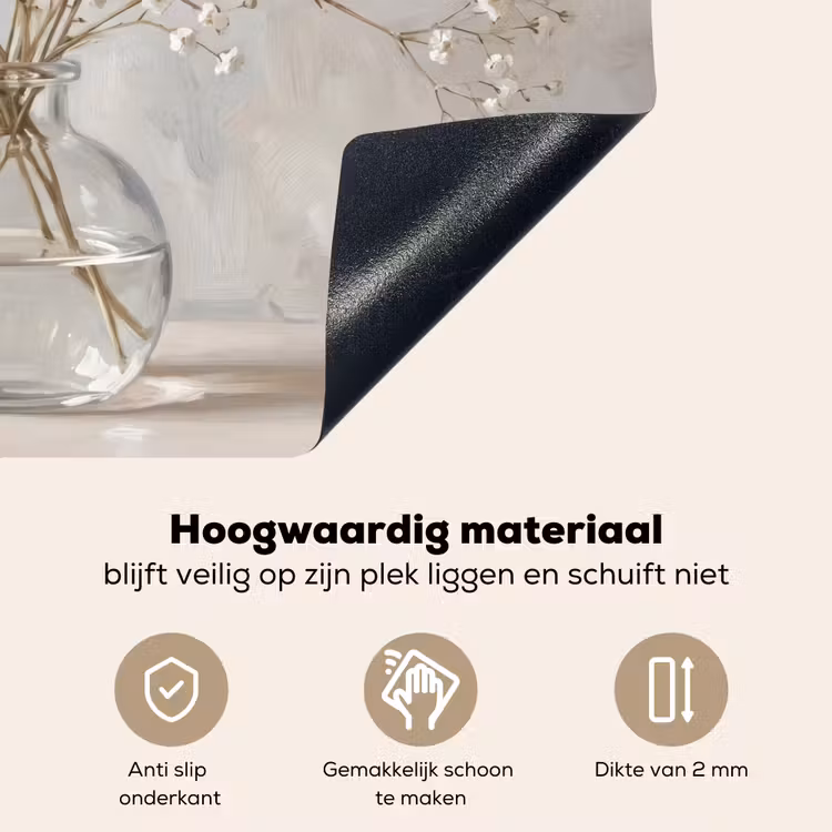Vaas - Gipskruid - Wit Inductie beschemer met haakjes klein -ky-onderkant-nl