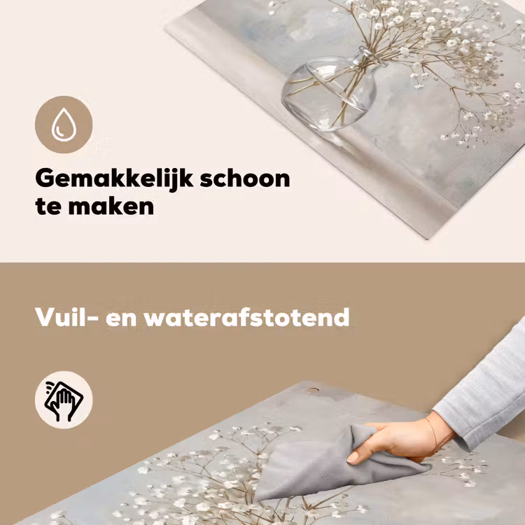 Vaas - Gipskruid - Wit Inductie beschemer met haakjes klein -ky-schoon-nl