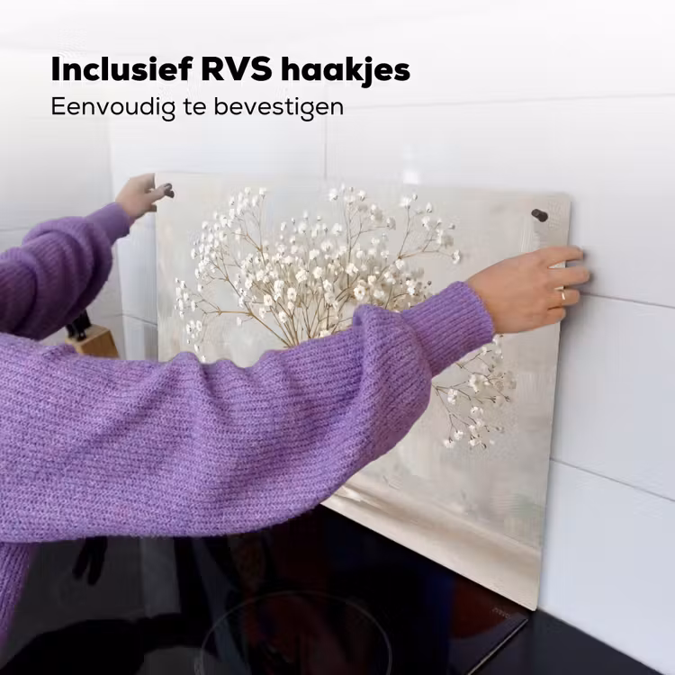 Vaas - Gipskruid - Wit Inductie beschemer met haakjes klein -ky-ophangen-nl