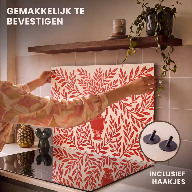 Vaas - Planten - Decoratie - Abstract - Rood Inductie beschemer met haakjes klein -ky-ophangen-nl