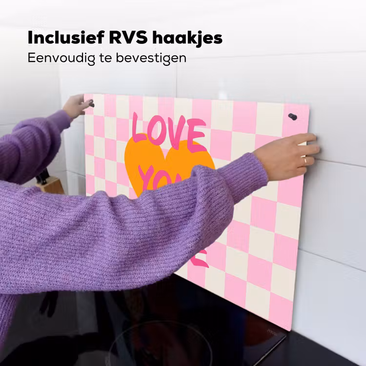 Valentijn - Love - Roze - Oranje Inductie beschemer met haakjes klein -ky-ophangen-nl