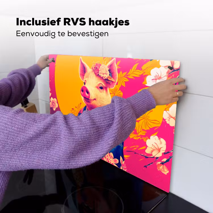Varken - Bloemkroon - Kimono - Abstract Inductie beschemer met haakjes klein -ky-ophangen-nl