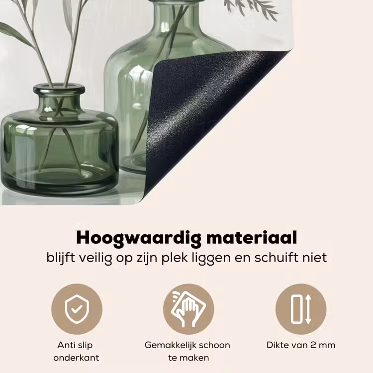 Vazen - Bladeren - Groen Inductie beschemer met haakjes klein -ky-onderkant-nl