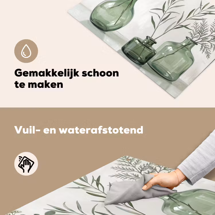 Vazen - Bladeren - Groen Inductie beschemer met haakjes klein -ky-schoon-nl