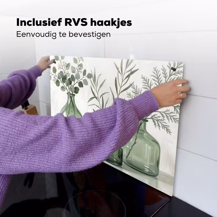 Vazen - Bladeren - Groen Inductie beschemer met haakjes klein -ky-ophangen-nl