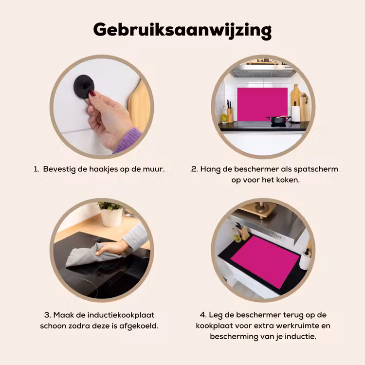 Velvet - Magenta - Roze Inductie beschemer met haakjes klein 777 -ky-gebruik-nl