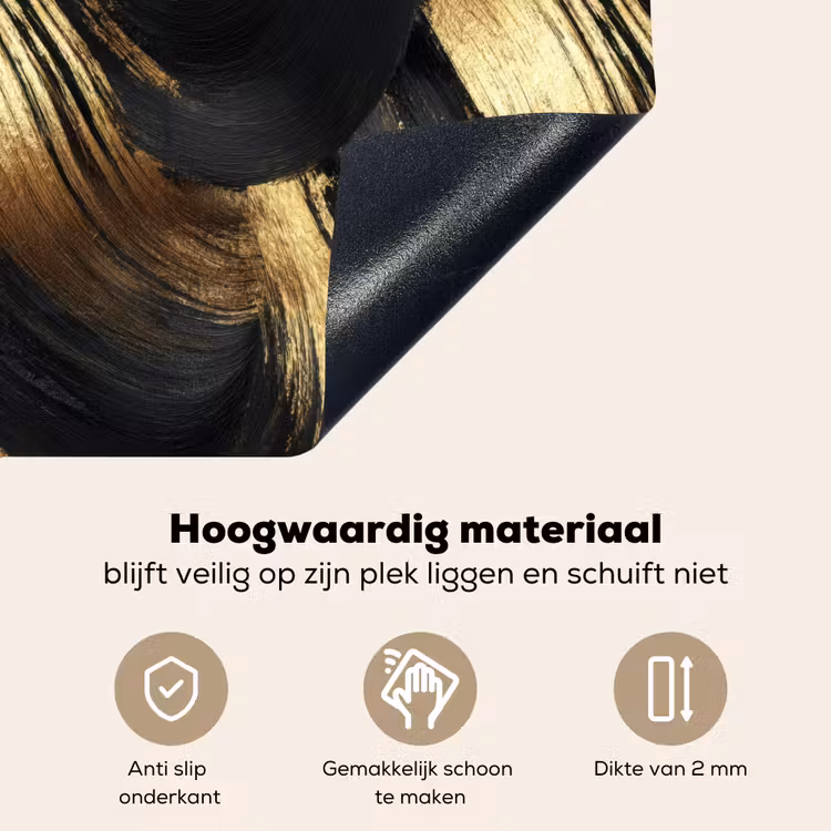 Verfstreken - Abstract - Goud - Zwart Inductie beschemer met haakjes klein 777 -ky-onderkant-nl