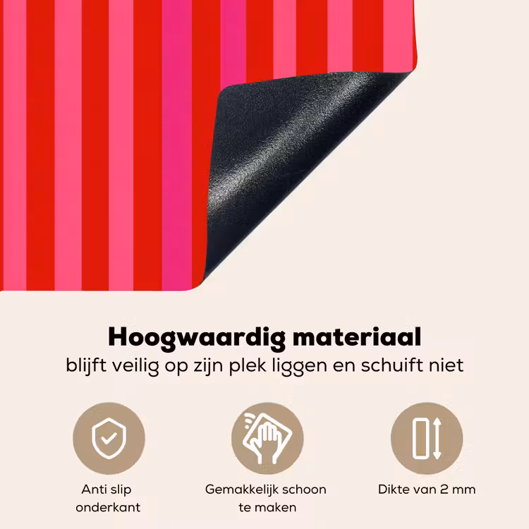 Verticaal - Strepen - Roze Inductie beschemer met haakjes klein 777 -ky-onderkant-nl