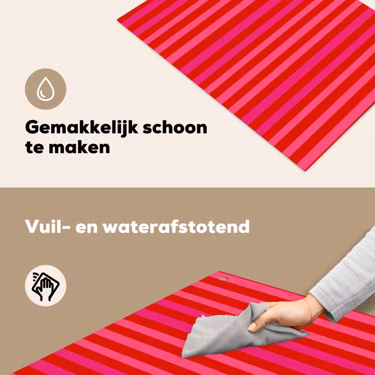 Verticaal - Strepen - Roze Inductie beschemer met haakjes klein 777 -ky-schoon-nl