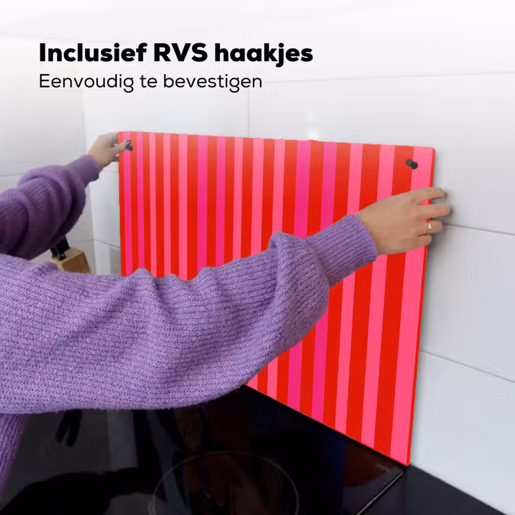Verticaal - Strepen - Roze Inductie beschemer met haakjes klein 777 -ky-ophangen-nl