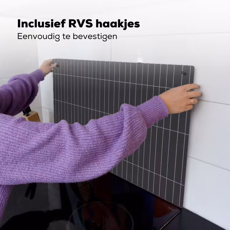 Verticaal - Wandtegel - Donkergrijs Inductie beschemer met haakjes klein 777 -ky-ophangen-nl