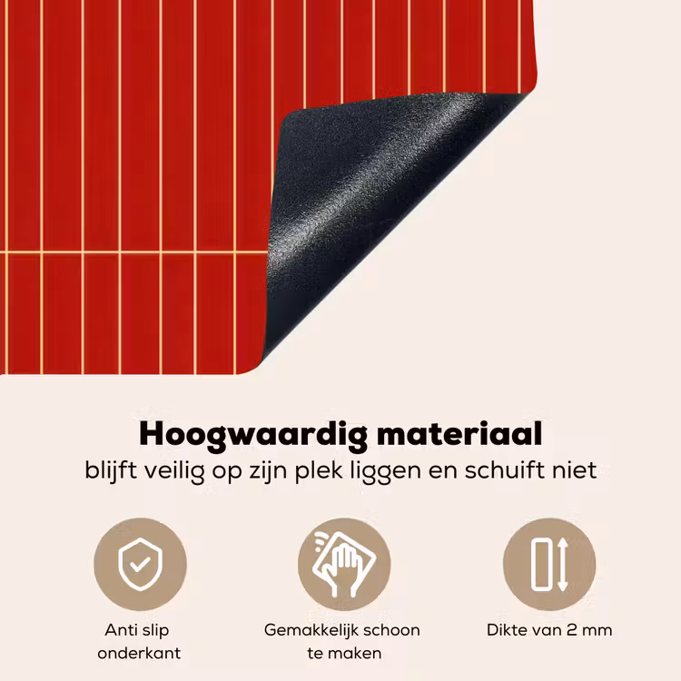 Verticaal - Wandtegel - Helderrood Inductie beschemer met haakjes klein 777 -ky-onderkant-nl