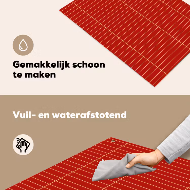 Verticaal - Wandtegel - Helderrood Inductie beschemer met haakjes klein 777 -ky-schoon-nl
