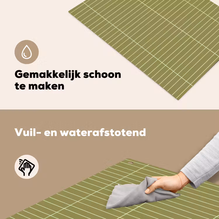 Verticaal - Wandtegel - Olijfgroen Inductie beschemer met haakjes klein 777 -ky-schoon-nl
