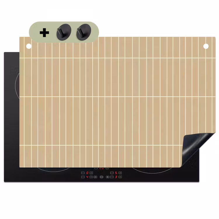 Verticaal - Wandtegel - Zand - Beige Inductie beschemer met haakjes klein 777 -3d