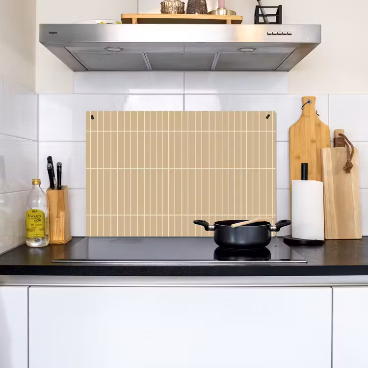 Verticaal - Wandtegel - Zand - Beige Inductie beschemer met haakjes klein 777 -sfeer2