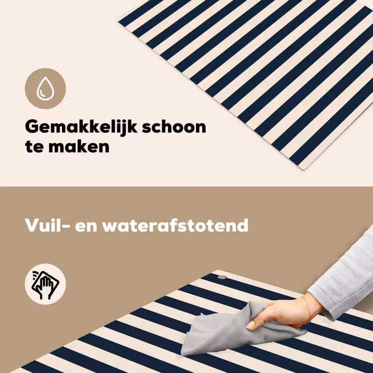 Verticale strepen - Blauw - Crème Inductie beschemer met haakjes klein 777 -ky-schoon-nl