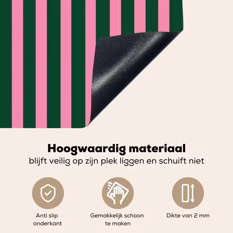 Verticale strepen - Groen - Roze Inductie beschemer met haakjes klein 777 -ky-onderkant-nl