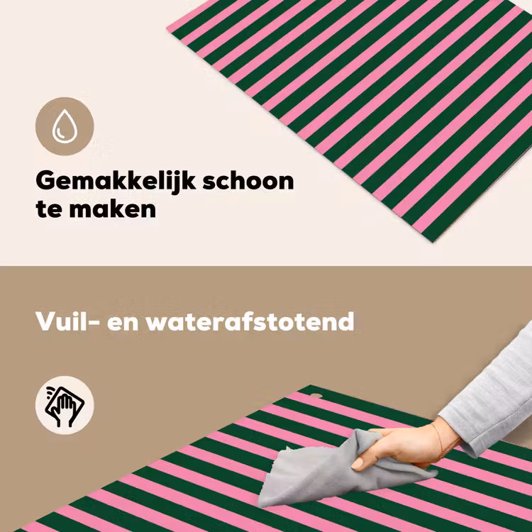 Verticale strepen - Groen - Roze Inductie beschemer met haakjes klein 777 -ky-schoon-nl