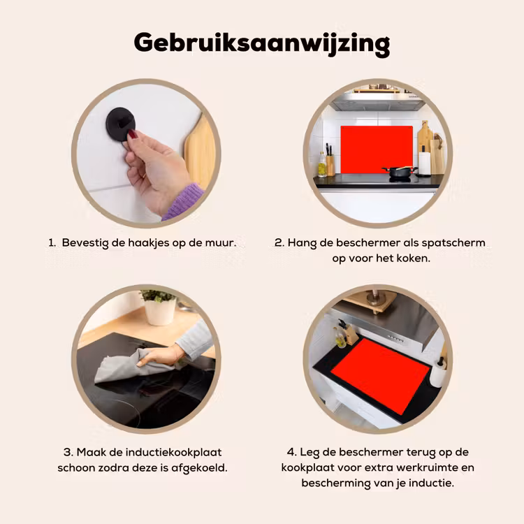 Vibrant - Vermilion - Rood Inductie beschemer met haakjes klein 777 -ky-gebruik-nl