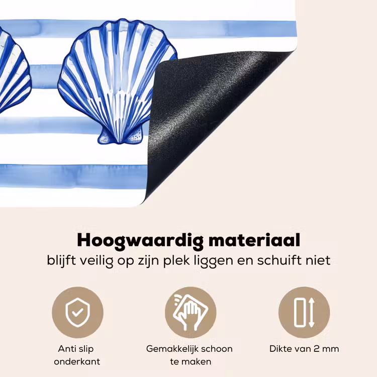 Vier schelpen - Blauw - Wit - Strepen Inductie beschemer met haakjes middel -ky-onderkant-nl