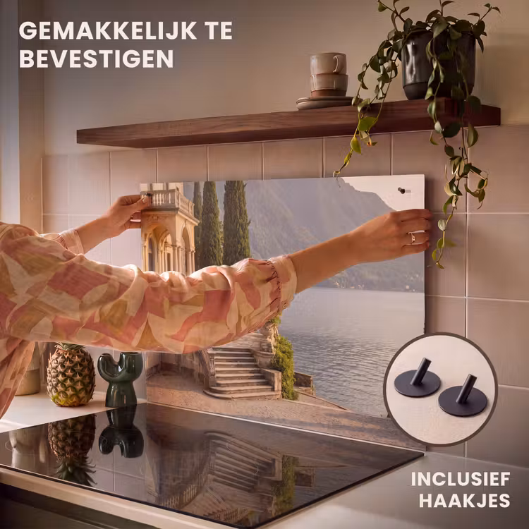 Inductiebeschermer & spatscherm (2in1) - Villa - water -trappen - Villa - water -trappen Inductie beschemer met haakjes klein