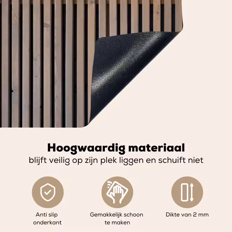Vintage - Hout - Design - Structuur Inductie beschemer met haakjes klein -ky-onderkant-nl