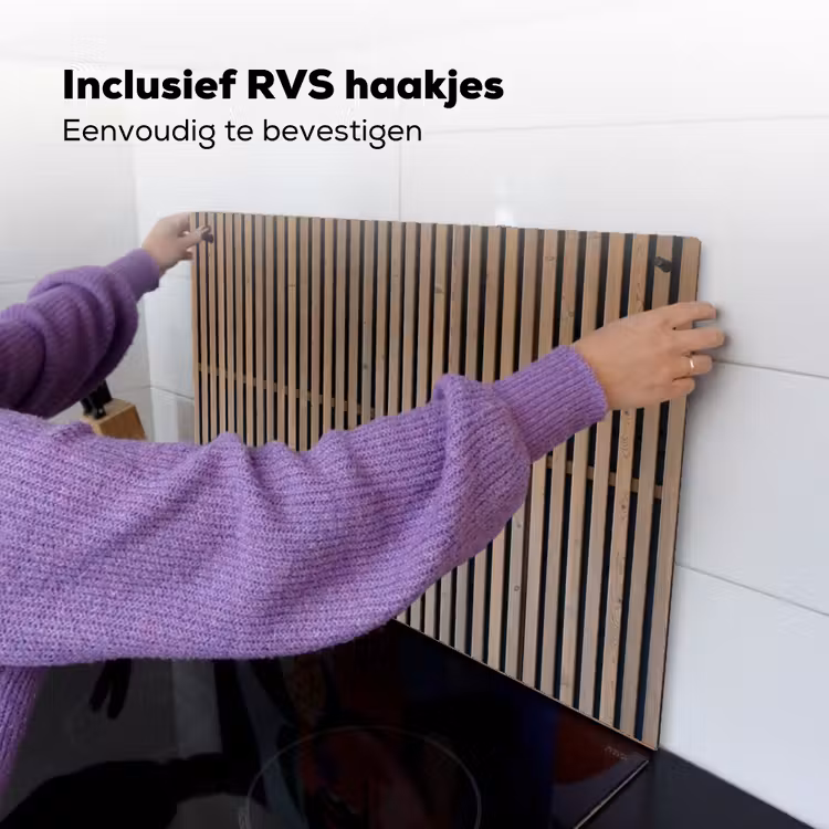 Vintage - Hout - Design - Structuur Inductie beschemer met haakjes klein -ky-ophangen-nl