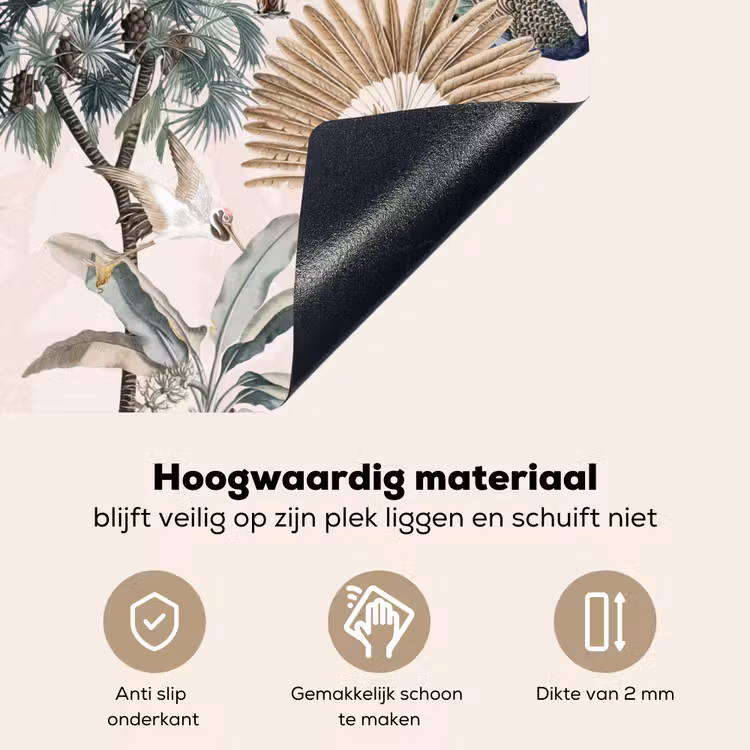 Inductie afdekplaat - Vintage - Jungle - Dieren - Natuur - Inductie beschermer Inductie beschemer met haakjes middel -ky-onderkant-nl