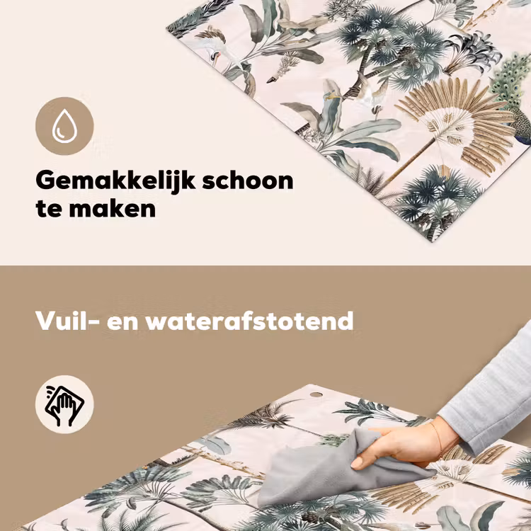 Inductie afdekplaat - Vintage - Jungle - Dieren - Natuur - Inductie beschermer Inductie beschemer met haakjes middel -ky-schoon-nl