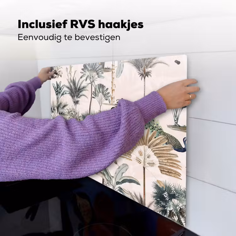 Inductie afdekplaat - Vintage - Jungle - Dieren - Natuur - Inductie beschermer Inductie beschemer met haakjes middel -ky-ophangen-nl