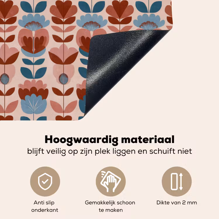 Vintage - Motief - Kleurrijk Inductie beschemer met haakjes klein 777 -ky-onderkant-nl