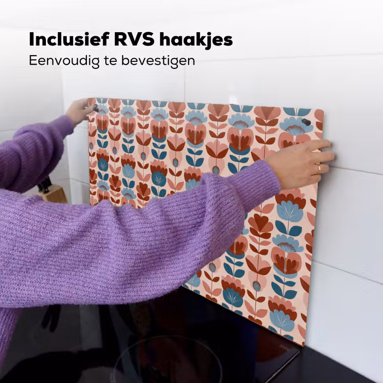 Vintage - Motief - Kleurrijk Inductie beschemer met haakjes klein 777 -ky-ophangen-nl