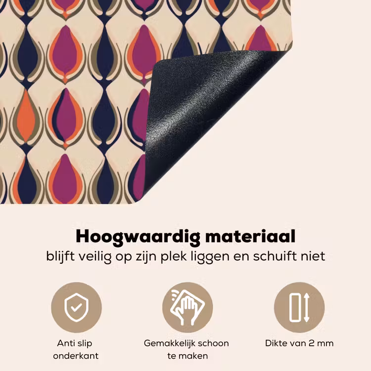 Vintage - Retro - Kleurrijk Inductie beschemer met haakjes klein 777 -ky-onderkant-nl